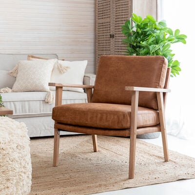 Airy nojatuoli konjakinruskea Golorado 3, lakattu tammi käsinoja, asiakaspalautu